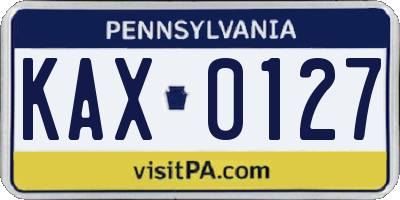 PA license plate KAX0127