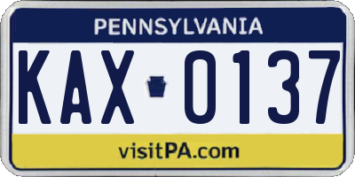PA license plate KAX0137