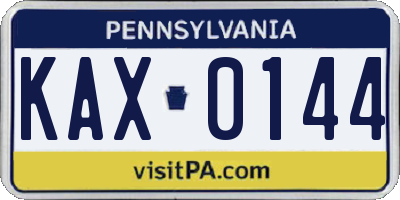 PA license plate KAX0144