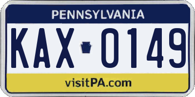 PA license plate KAX0149