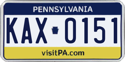 PA license plate KAX0151