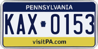 PA license plate KAX0153