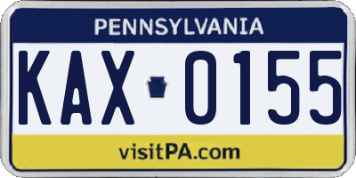 PA license plate KAX0155