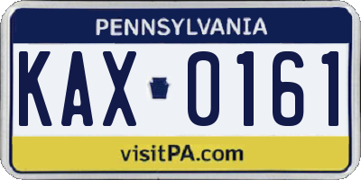 PA license plate KAX0161