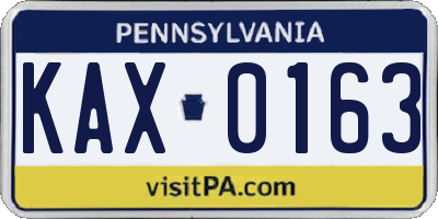 PA license plate KAX0163