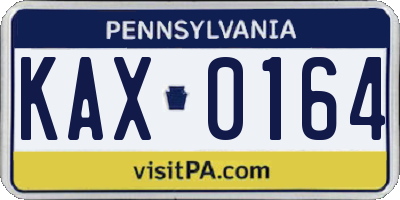 PA license plate KAX0164