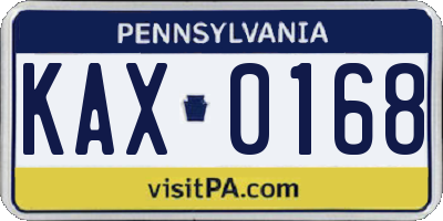 PA license plate KAX0168