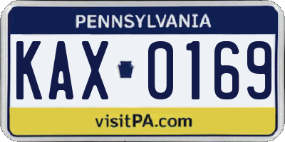 PA license plate KAX0169