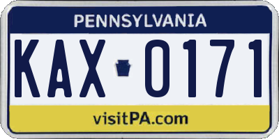 PA license plate KAX0171