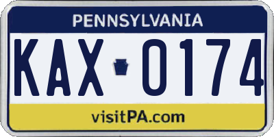 PA license plate KAX0174