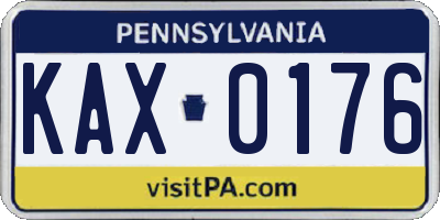 PA license plate KAX0176