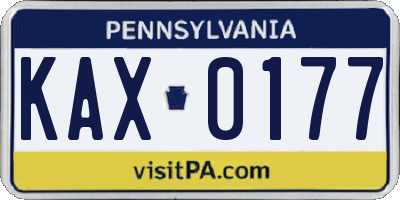 PA license plate KAX0177