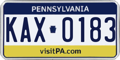 PA license plate KAX0183