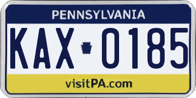 PA license plate KAX0185