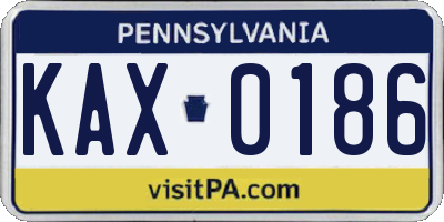 PA license plate KAX0186