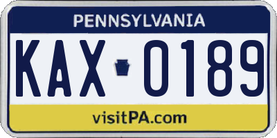 PA license plate KAX0189