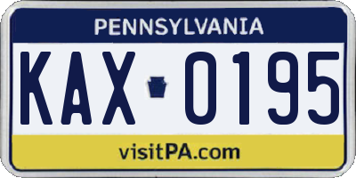 PA license plate KAX0195