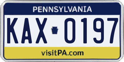 PA license plate KAX0197