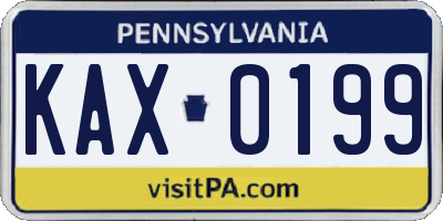 PA license plate KAX0199