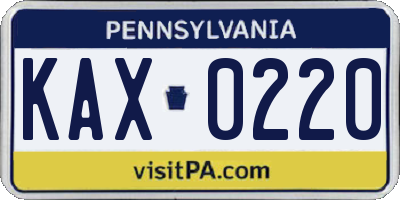 PA license plate KAX0220