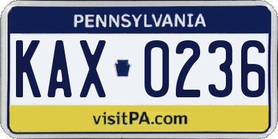 PA license plate KAX0236