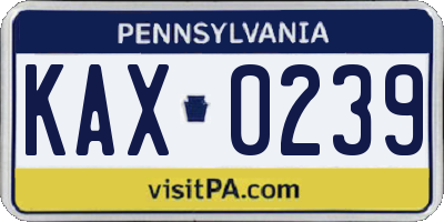 PA license plate KAX0239
