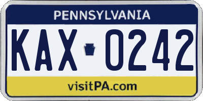 PA license plate KAX0242