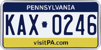 PA license plate KAX0246