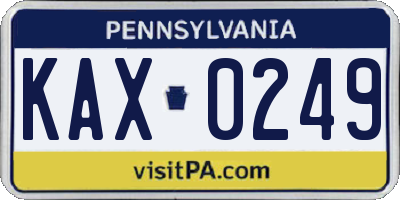 PA license plate KAX0249
