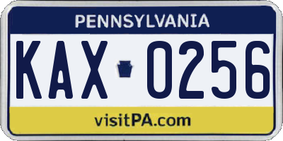 PA license plate KAX0256