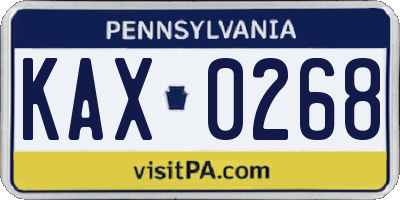 PA license plate KAX0268