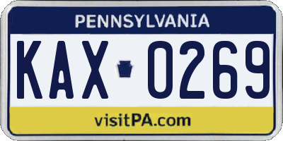 PA license plate KAX0269