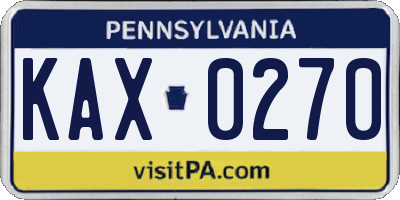 PA license plate KAX0270