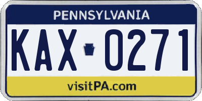 PA license plate KAX0271