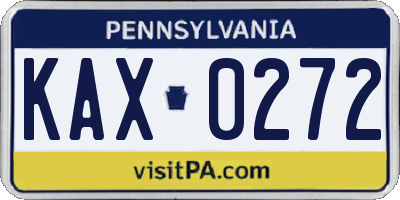 PA license plate KAX0272