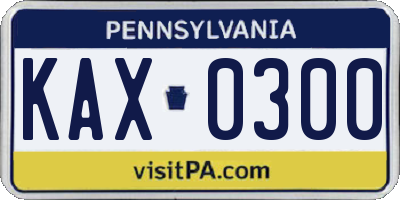 PA license plate KAX0300