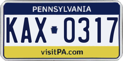 PA license plate KAX0317