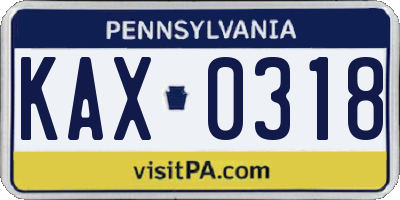 PA license plate KAX0318
