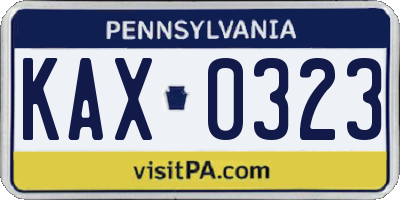 PA license plate KAX0323