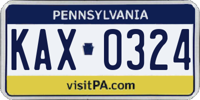 PA license plate KAX0324