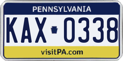 PA license plate KAX0338