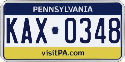 PA license plate KAX0348
