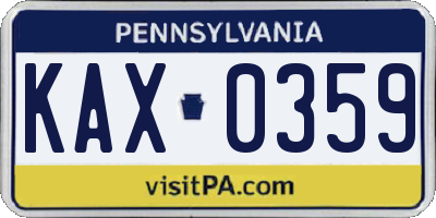 PA license plate KAX0359
