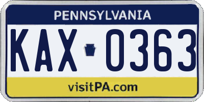 PA license plate KAX0363
