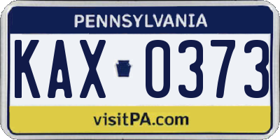 PA license plate KAX0373