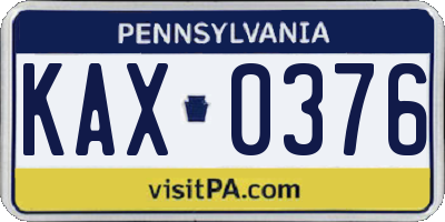PA license plate KAX0376