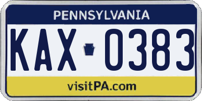 PA license plate KAX0383