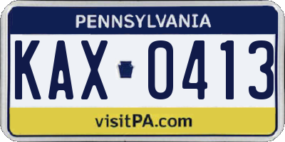 PA license plate KAX0413