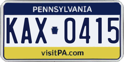 PA license plate KAX0415