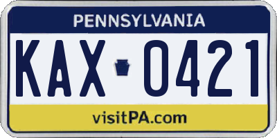 PA license plate KAX0421